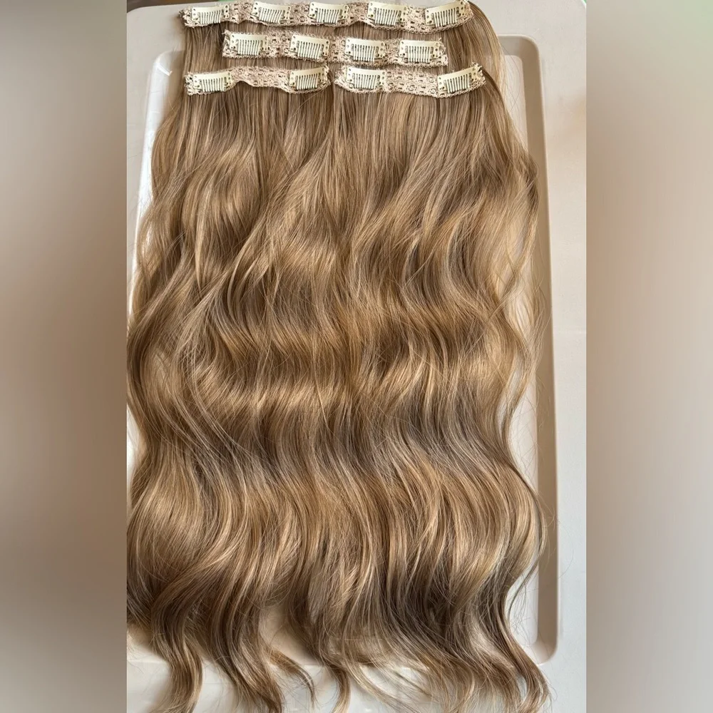 Clip In Light Brown Hair Extensions 20 In Wavy Hair